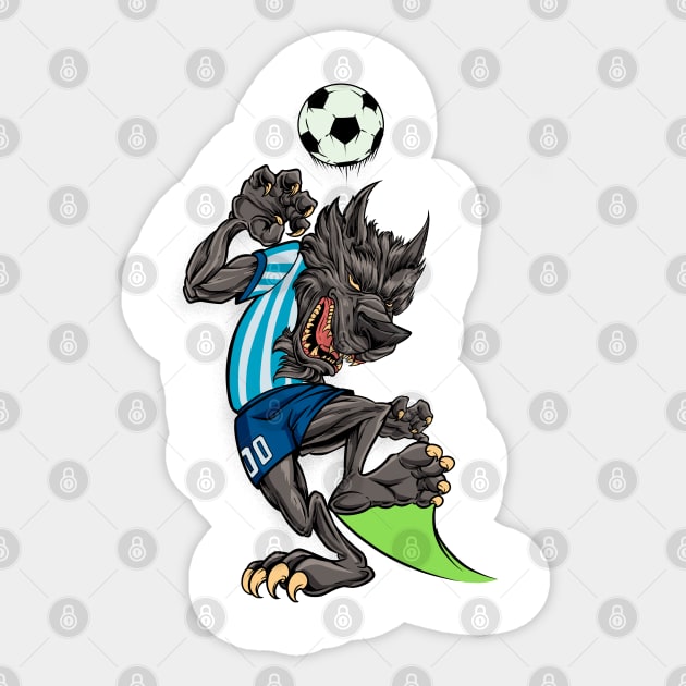 Comic wolf plays soccer Sticker by Modern Medieval Design